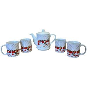 1970s Vintage Holiday Duck Teapot Mug Set Christmas Country Decor